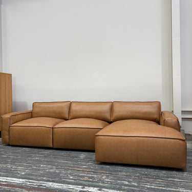 Kingsley Leather Chaise Suite | Tan Leather