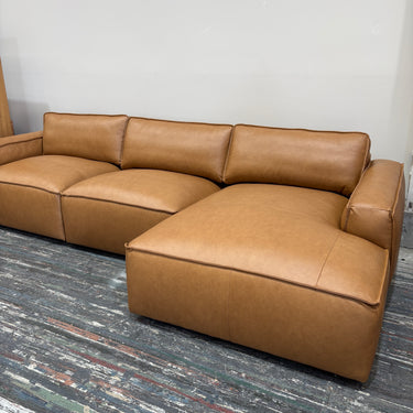 Kingsley Leather Chaise Suite | Tan Leather