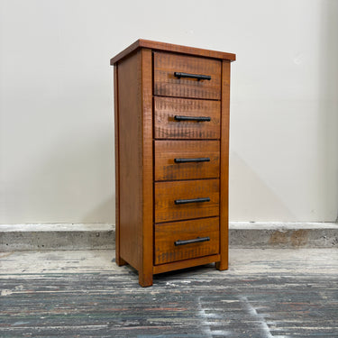 Wanaka 5 Drawer Slimboy I Chestnut Pine Finish