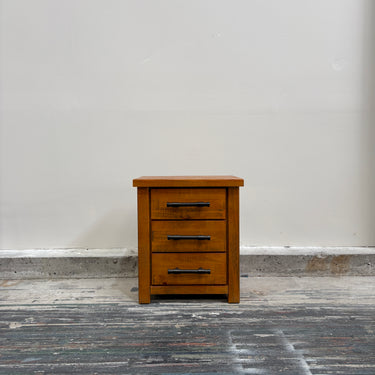 Wanaka 3 Drawer Bedside Cabinet I Chestnut Pine Finish