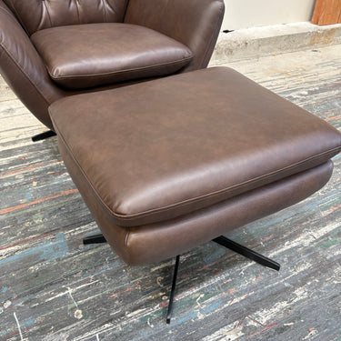 Wellington Wingback Leather Swivel Chair + Ottoman