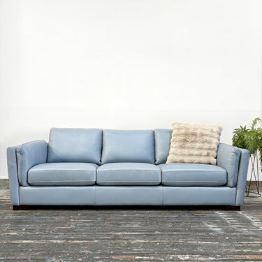 Orenda 3-Seater Sofa Light Blue Leather