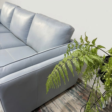 Orenda 3-Seater Sofa Light Blue Leather