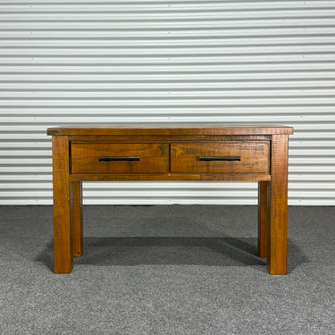 Wanaka Hall Table front view in chestnut pine finish - wanaka collection